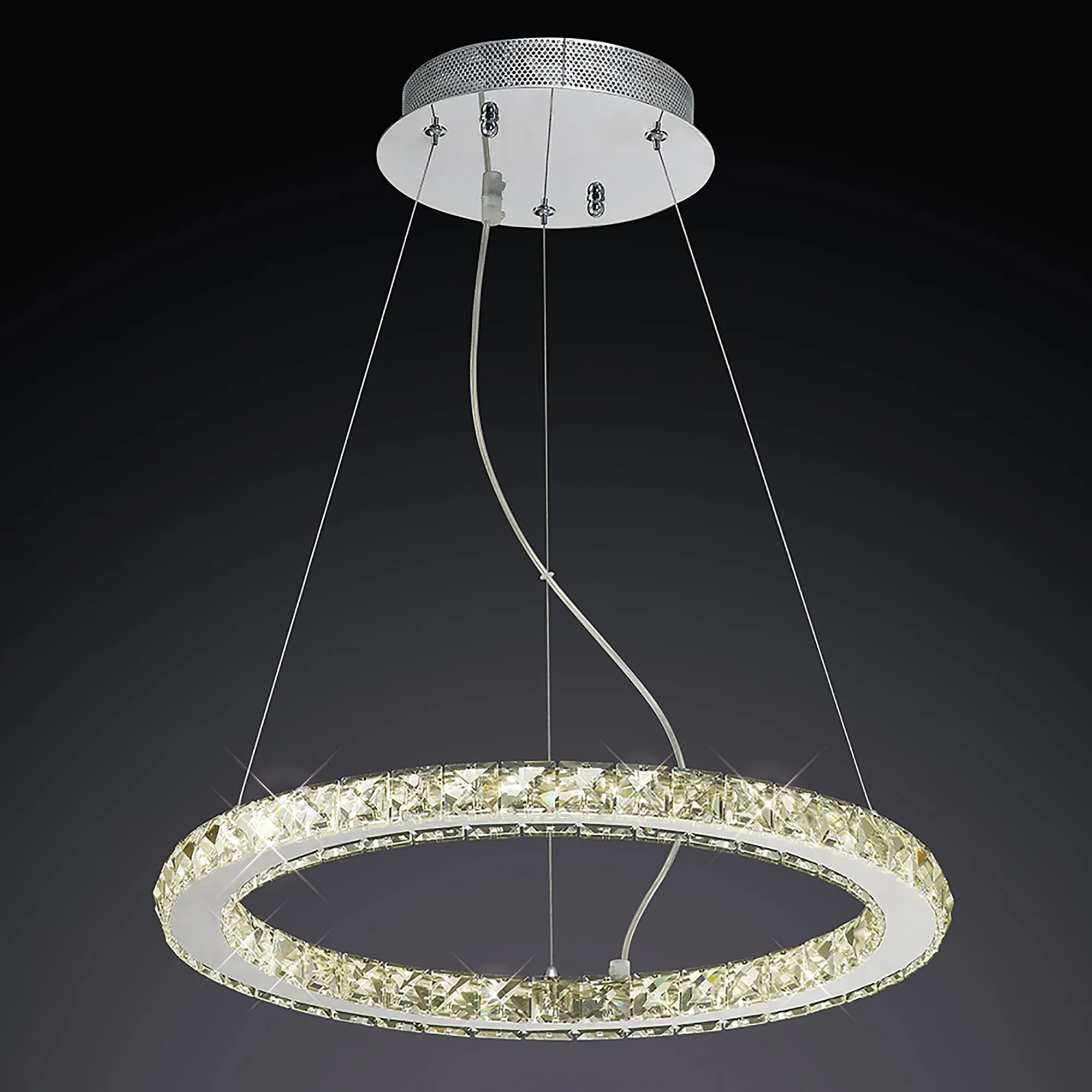 Galaxy Crystal Ceiling Lights Diyas Ringed & Square Crystal Fittings